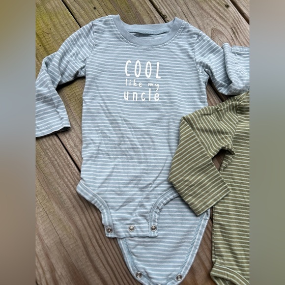 Infant baby toddler 12M Carter's Blue Green Long sleeve snap closure Bodysuits - Picture 2 of 5